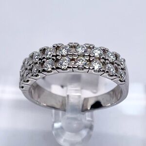 Double Row Moissanite Diamond Ring Wedding Band Anniversary Ring 925 18K GRA
